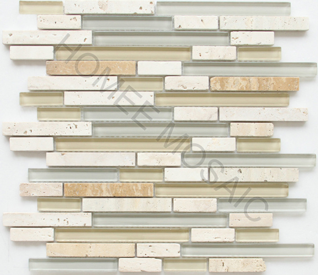 Brick Kitchen Feature for Glass Mosaic Tile Mixing Stone with Good Quality