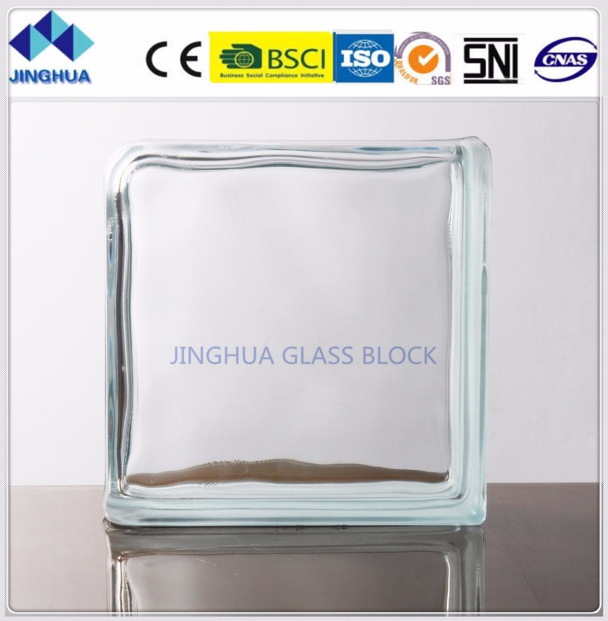Jinghua Best Quality Shoulder Clear 190X190X80mm Glass Block/Brick