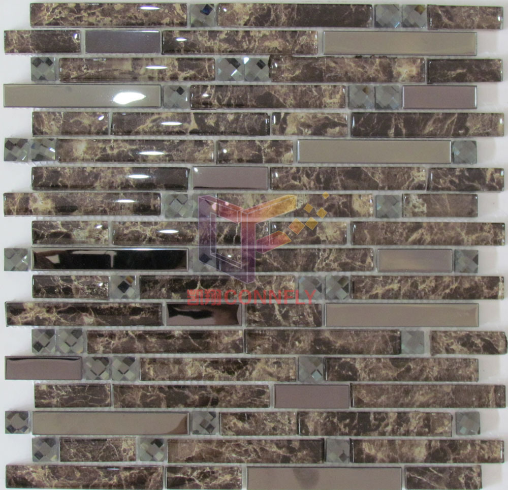 Marble Pattern Glass Mix Stainless Steel Metal Mosaic (CFM850)