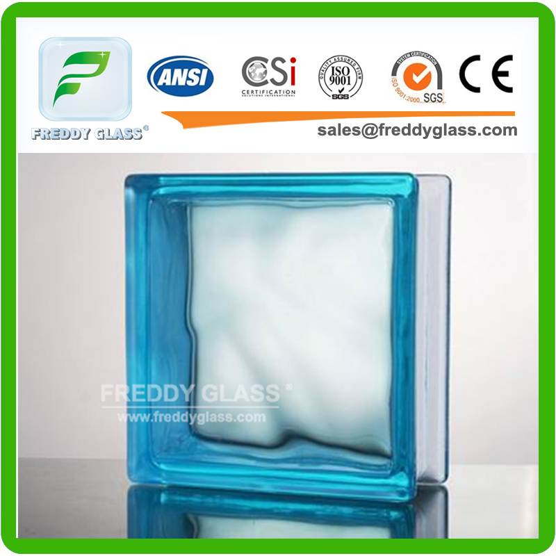 Sapphire Cloudy Glass Block/Glass Brick with Size 190*190*80mm