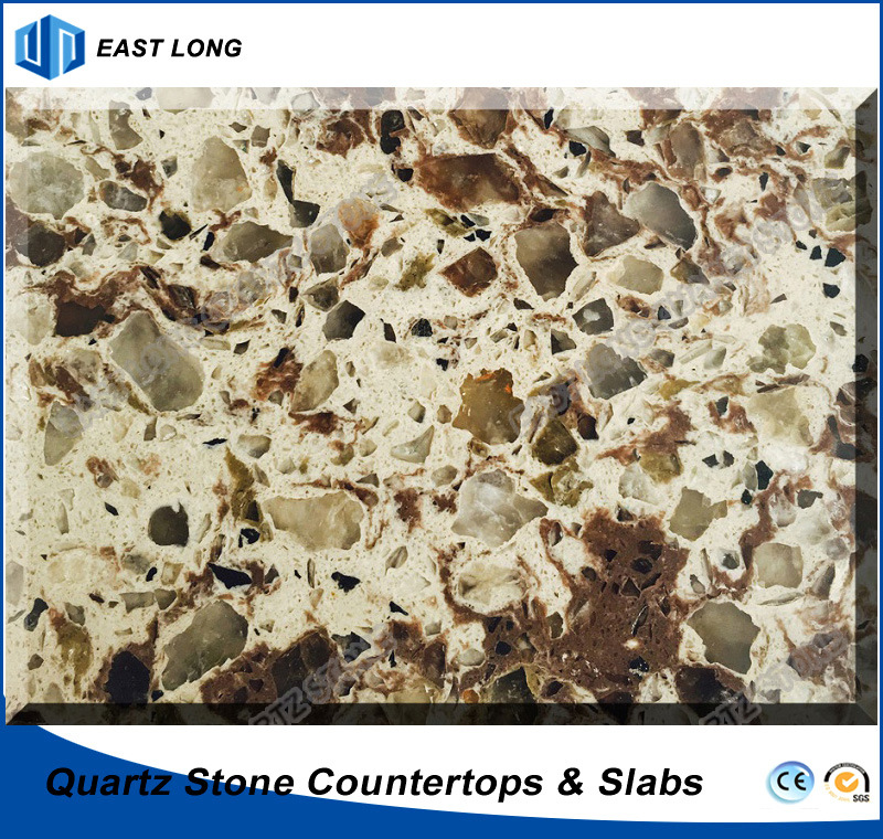 Durable Quartz Artificial Stone for Solid Surface with SGS Report (double & multiple colors)