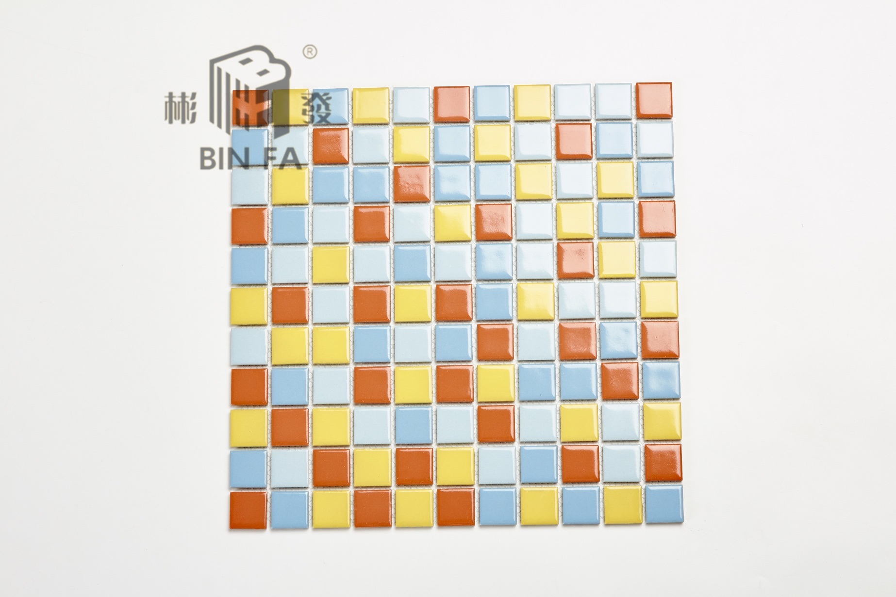 Yellow, Blue, Orange 25*25mm Ceramic Mosaic Tile for Decoration, Kitchen, Bathroom and Swimming Pool