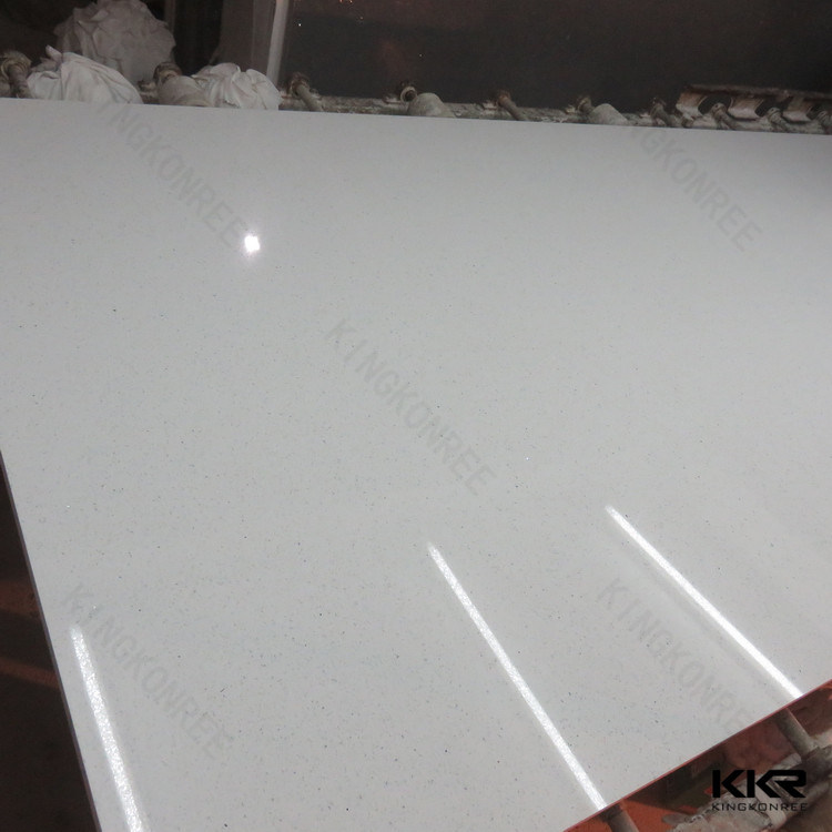 Kingkonree Factory Best Price White Sparkle Engineered Quartz Stone Slabs