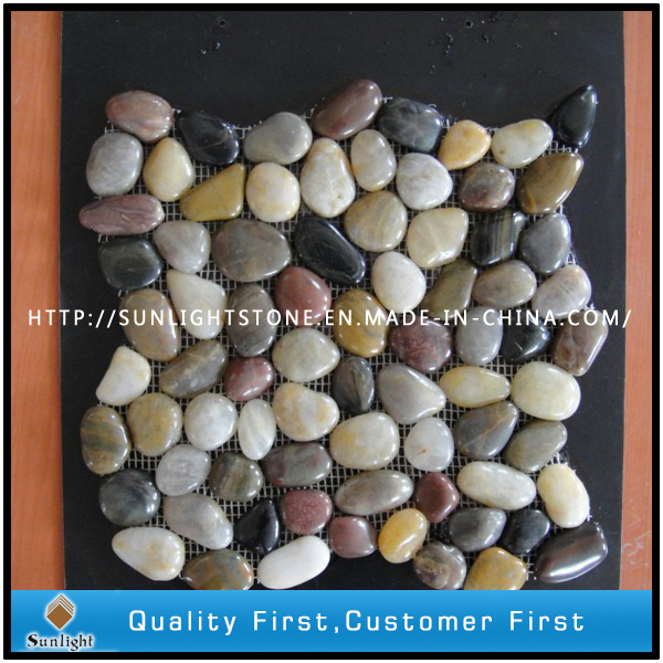 Mixed Color Natural Pebble on Mesh