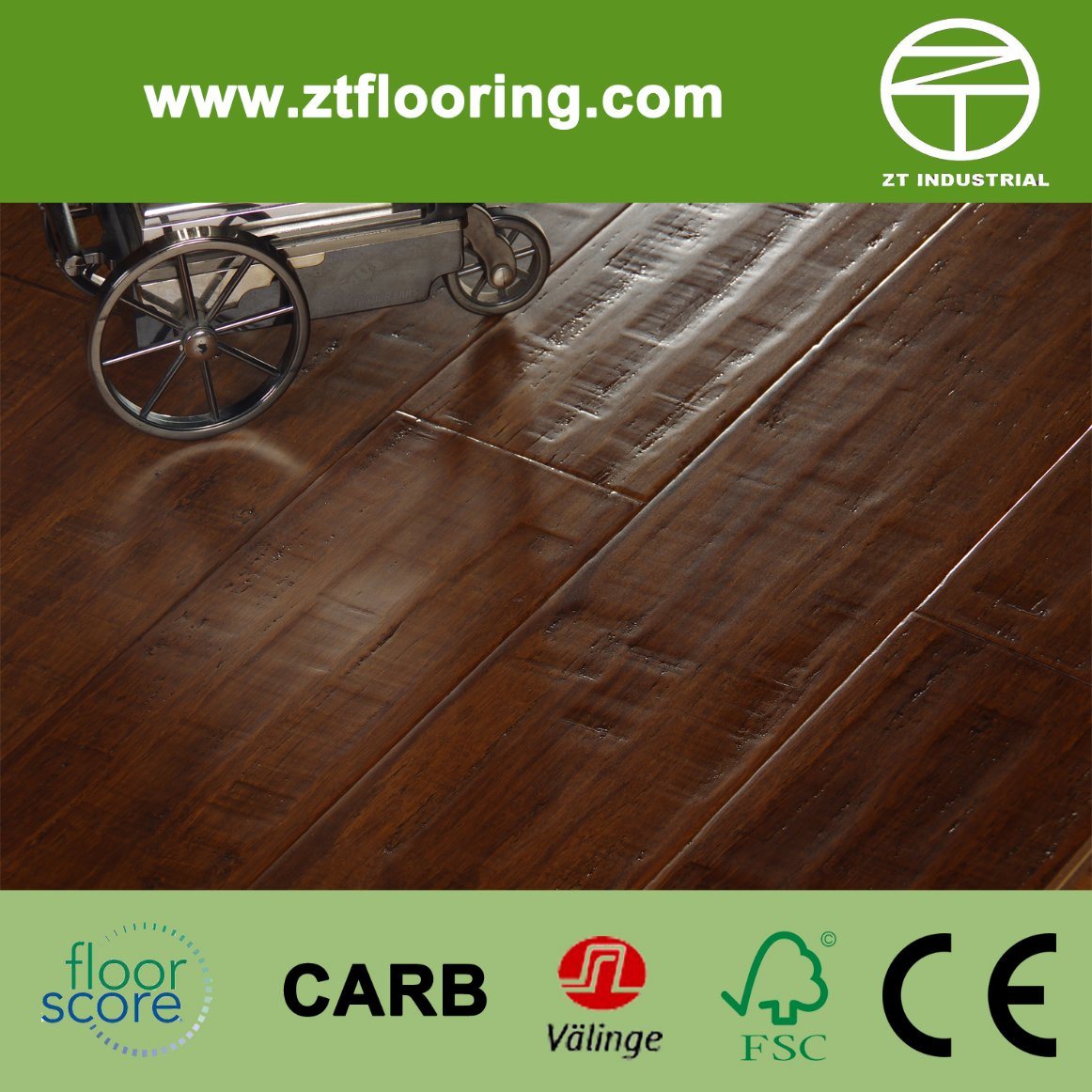 Strand Woven Bamboo Flooring Distressed Handscraped Series Light Coffee
