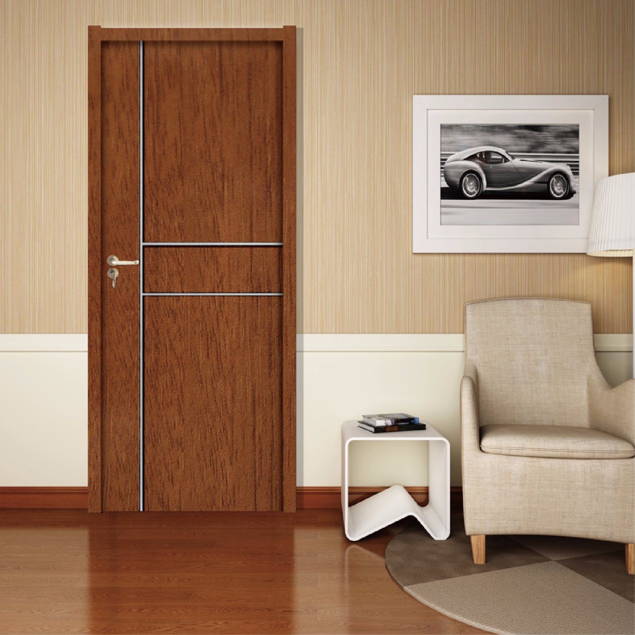 OEM/ODM WPC Material PVC Laminated Door for Bathroom Bedroom (KM-11)