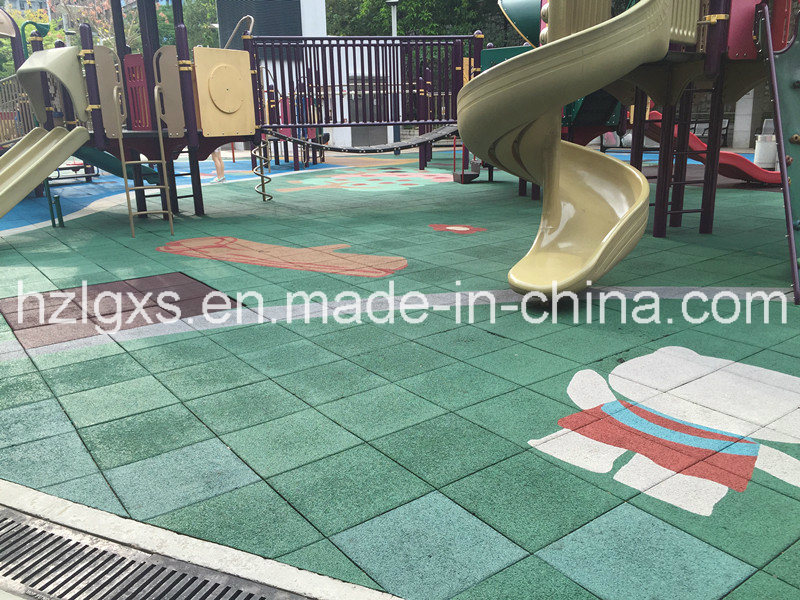 En1177 Approvaled Playground Rubber Tile Flooring