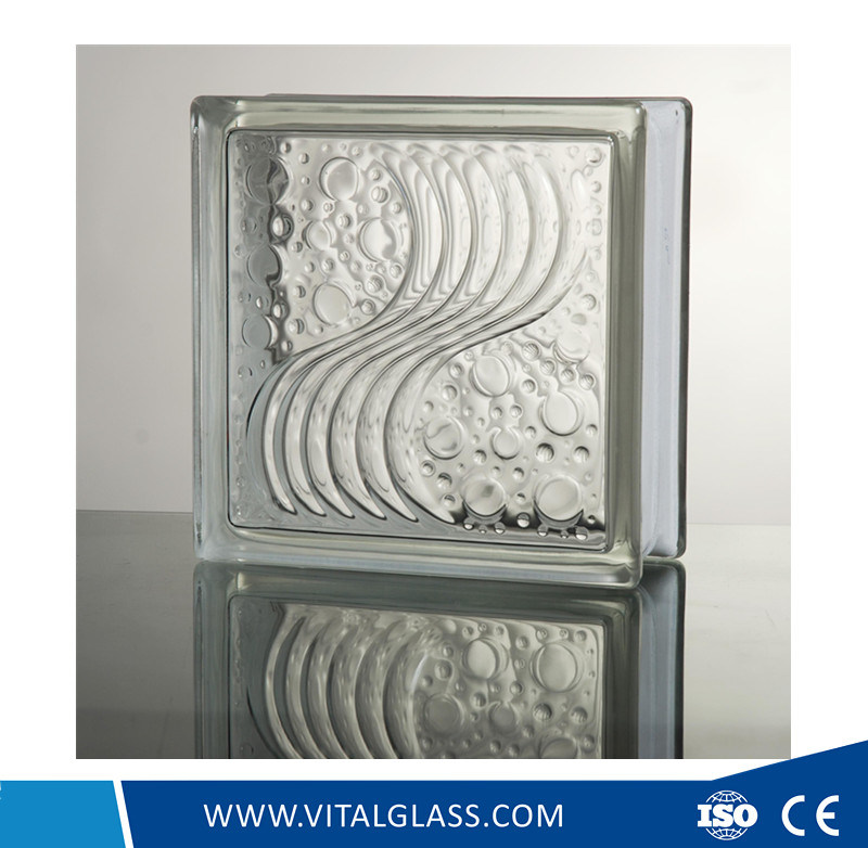 Building Grade Sea Wave Pattern Glass Brick