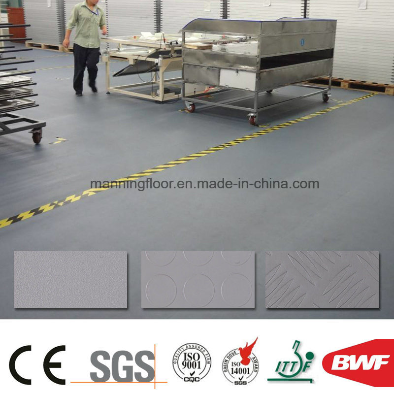 Antislip PVC Commercial Flooring Closed Foam Vinyl Floor for Industry Warehouse 1.2t