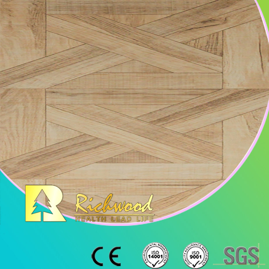 Commercial 8.3mm Woodgrain Texture Teak Waxed Edged Laminated Floor