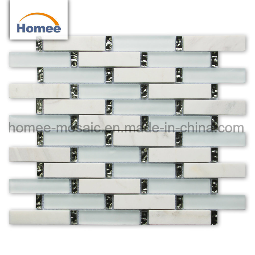 Modern Bathroom White Sliver Tile Design Stone Glass Mosaic Tile