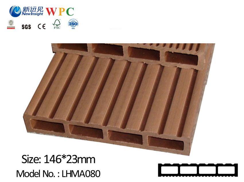 High Quality WPC Decking WPC Flooring with SGS CE Fsc ISO Composite Wood Decking Flooring, Wood Plastic Composite Decking Vinyl Decking (LHMA080)