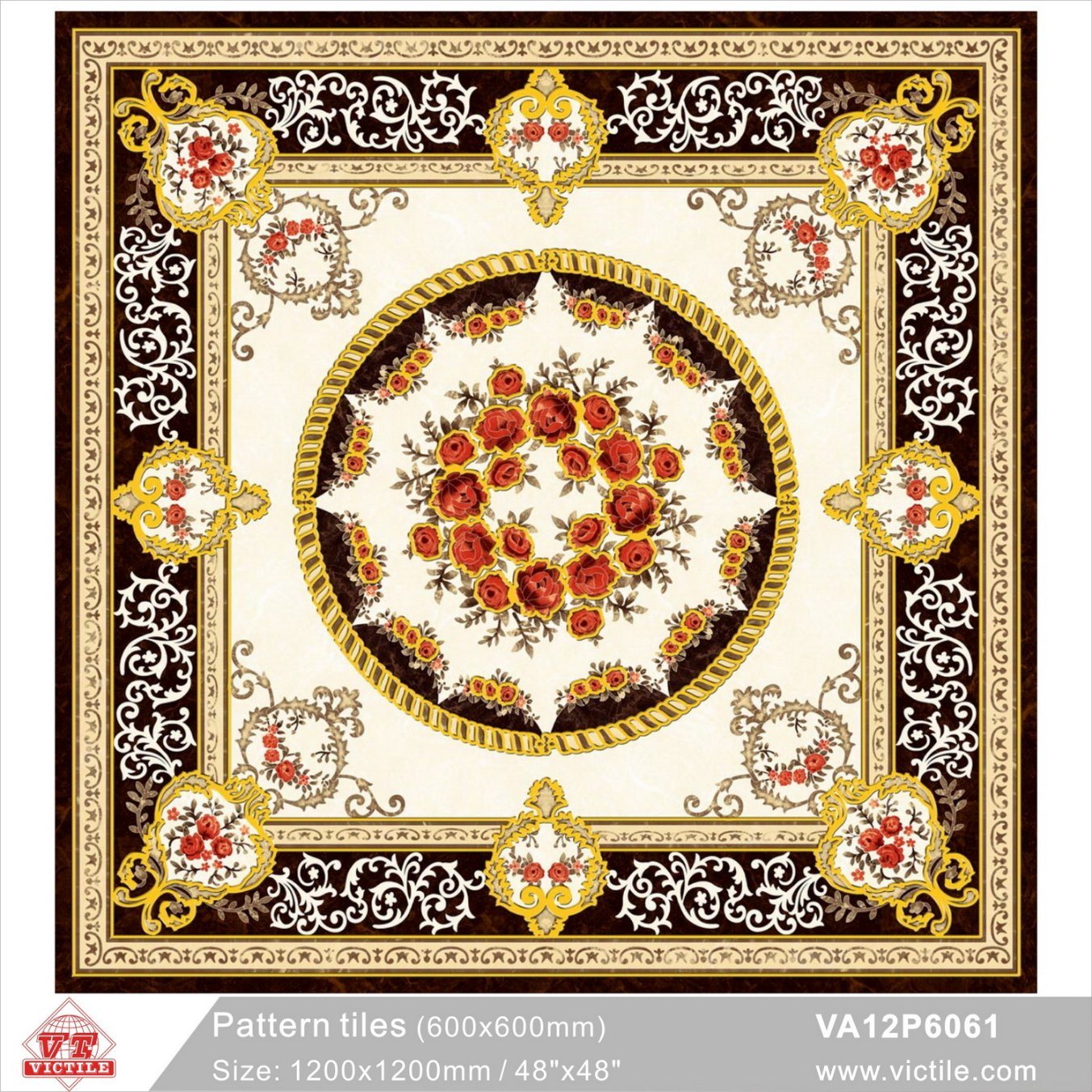 Art Flooring Patterned Building Material Carpet Tile (VA12P6061, 600X600mm+1200X1200mm)