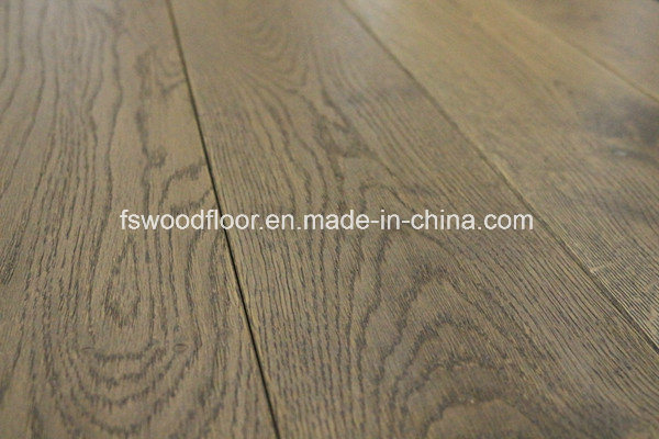 Wire Brushed Gray Color Oak Solid Wood Flooring - 5