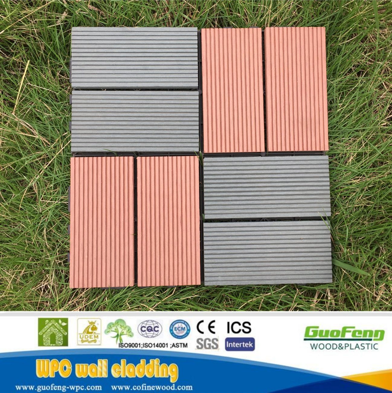 Easy-Clean and Low Price WPC DIY Flooring/Outdoor Decking Tiles