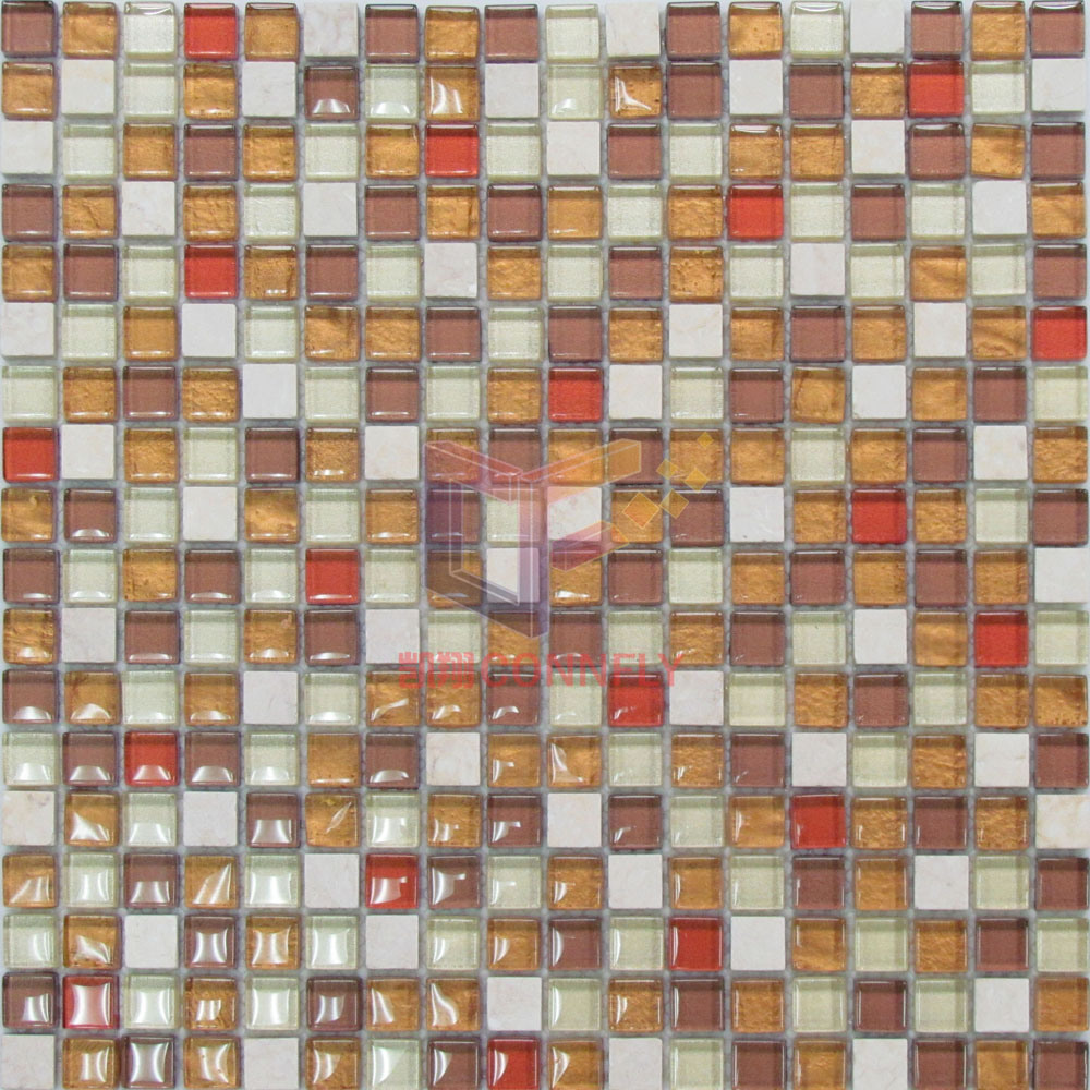 Kitchen Used Glass Mosaic Tile with Marble (CS008)