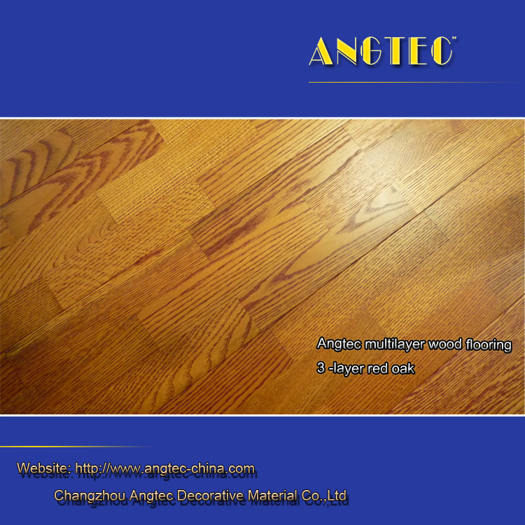 Handscraped Engineered Oak Flooring Brownish Red with 2mm Top Layer