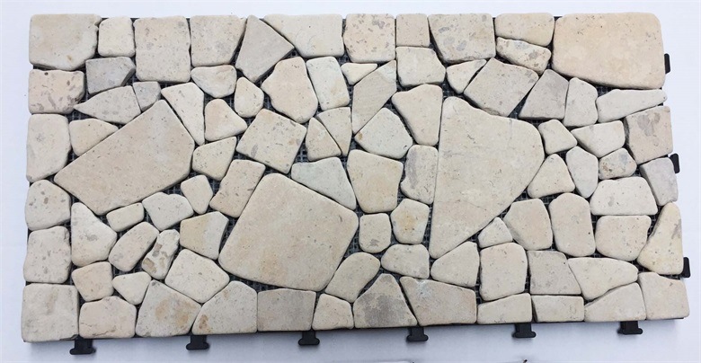 Outdoor Interlocking Flooring Natural Stone DIY Travertine Slab Mosaic Garden Tile 30*60cm