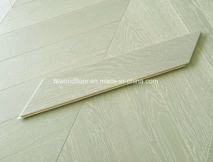 Engineered Oak Chevron Parquet Floor--Greenish Grey