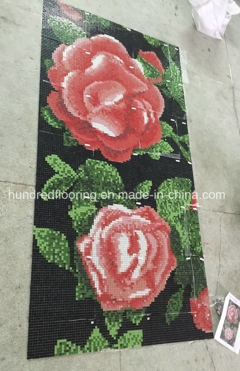 Rose Flower Pattern Glass Mosaic Pattern Wall Tile (HMP643)