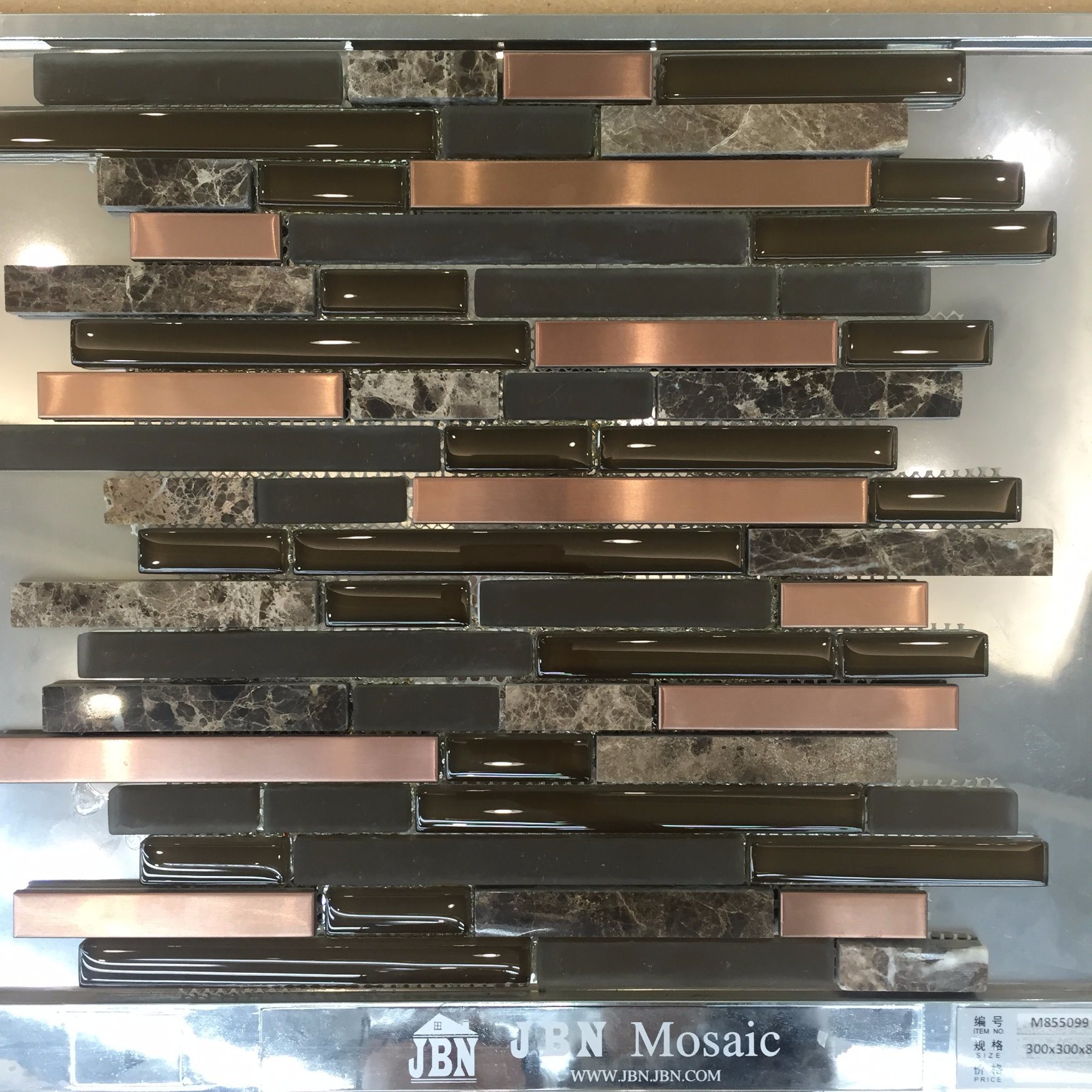 Glass and Stainless Steel Mix, Wall Mosaic for Bathroom, Kitchen (M855099)