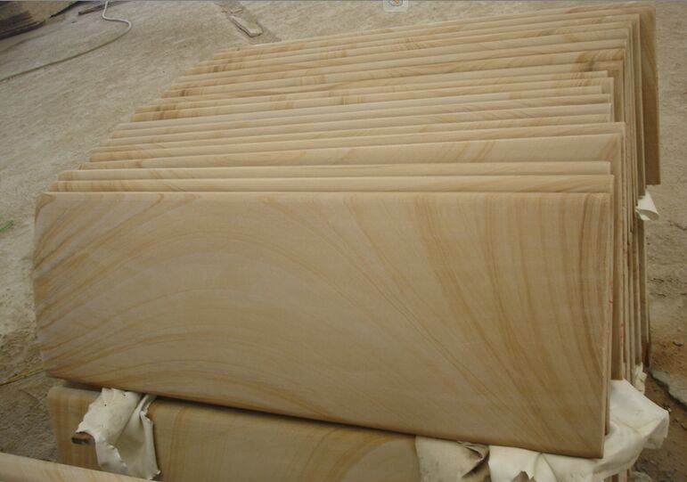 Yellow Woodvein Honed Sandstone Tile for Flooring