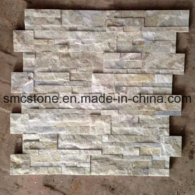18*35cm Hot Sale China Yellow White Quartz Stone Wall Cladding