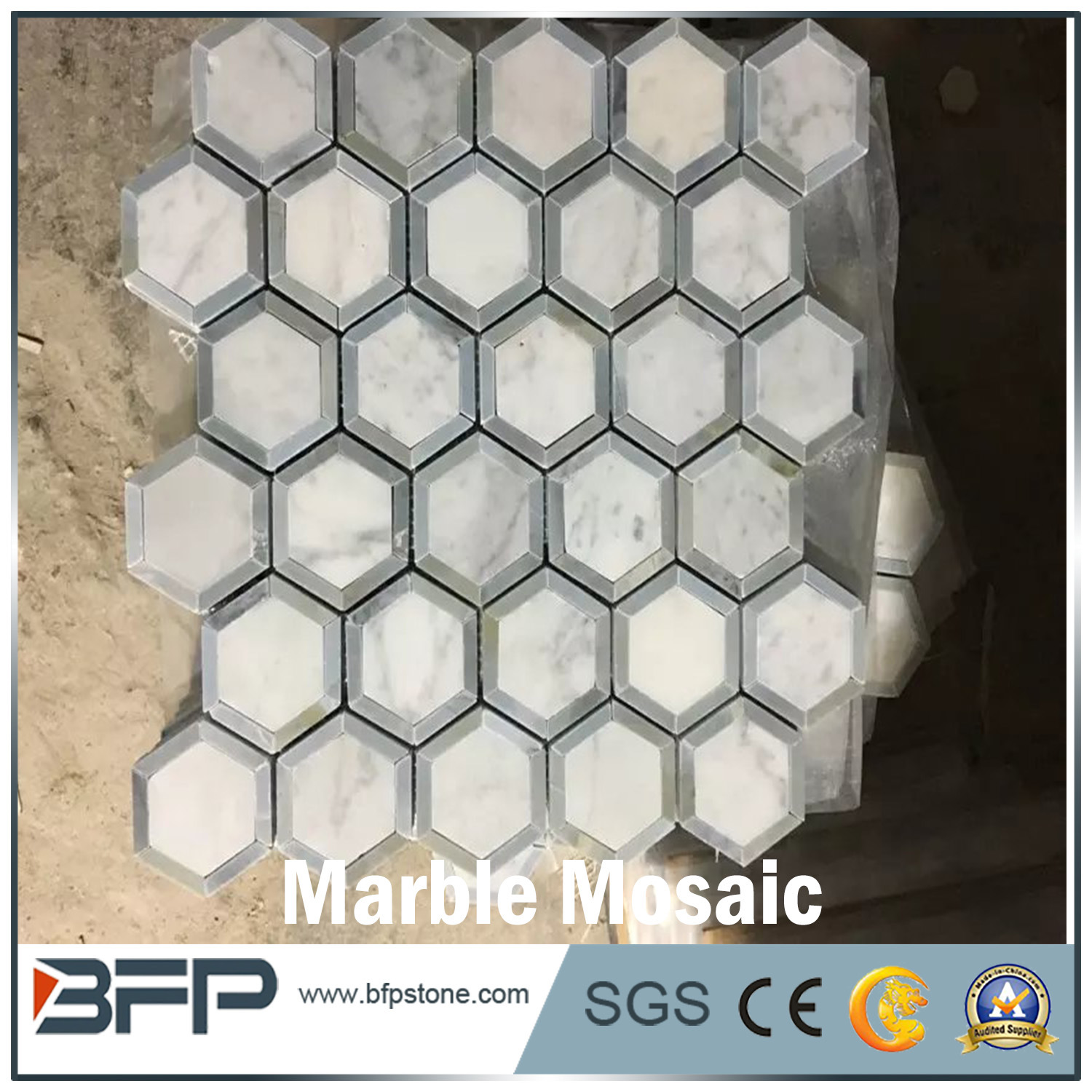 Hexagon White New Marble Mosaics for Interior Design