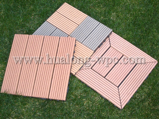 HDPE Flooring+Plastic Base WPC Interlocking Decking Tiles (HL-300*300)