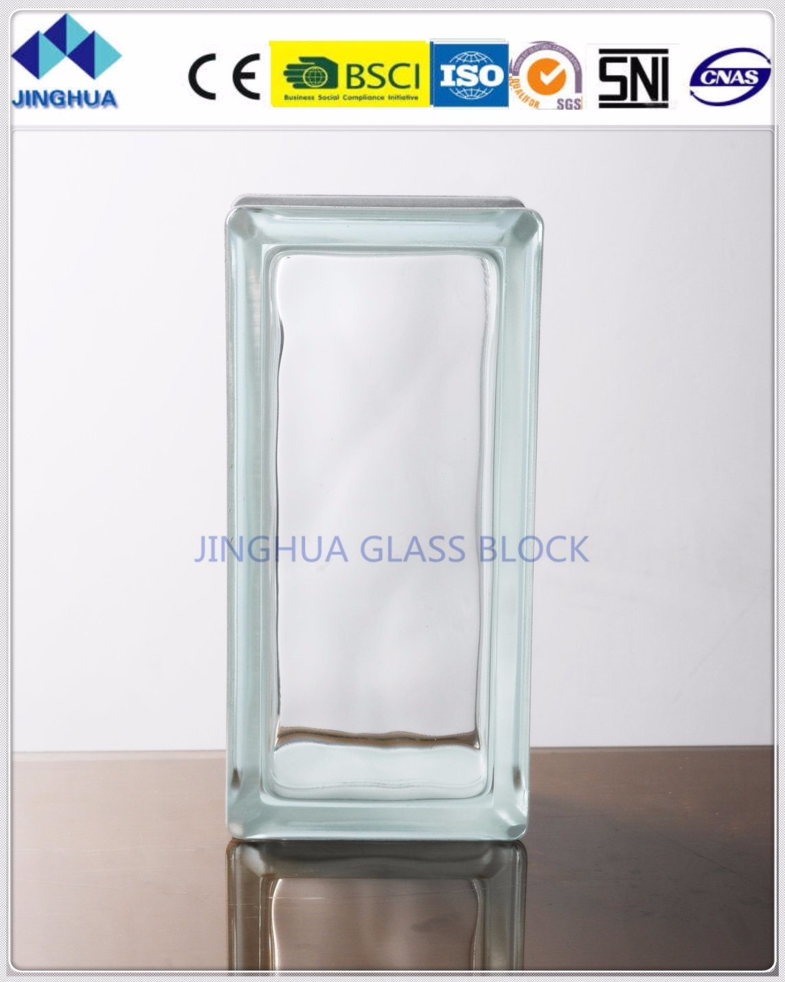 Jinghua Best Quality Cloudy Clear 90X190X80mm Glass Block/Brick