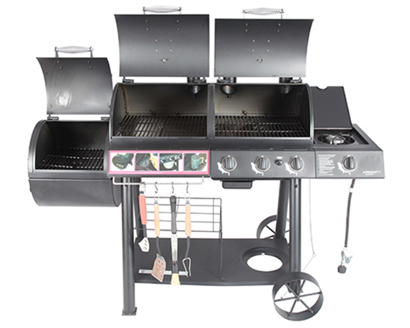 Multi-Function 2 in 1 Gas Charcoal BBQ Smoker with Ce CSA