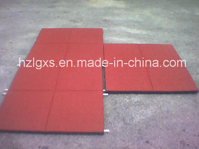 Brick Pattern Recyled Rubber Flooring Tiles with Plastic Dowels