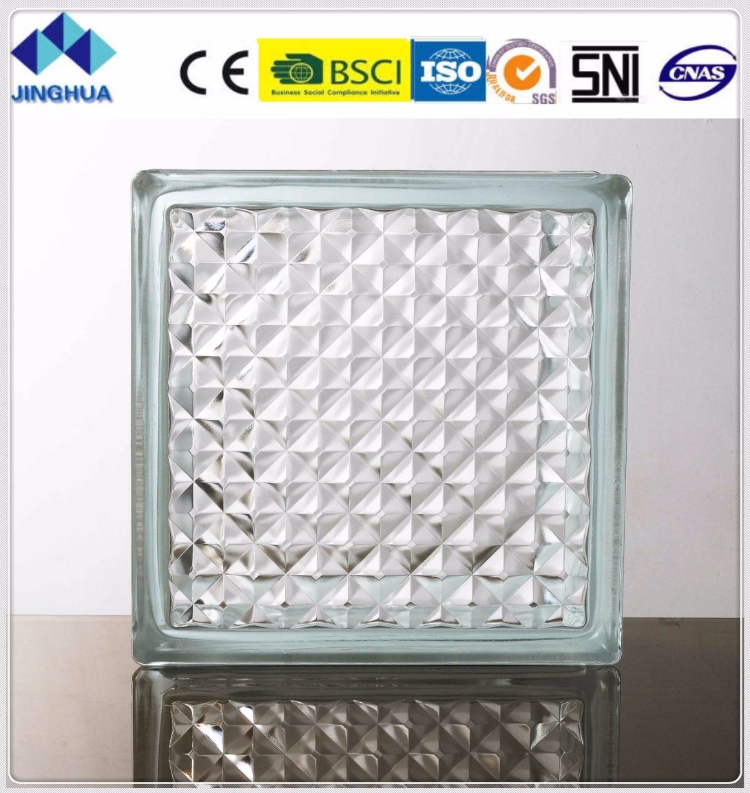 Jinghua High Quality Lattice Clear Glass Brick/Block