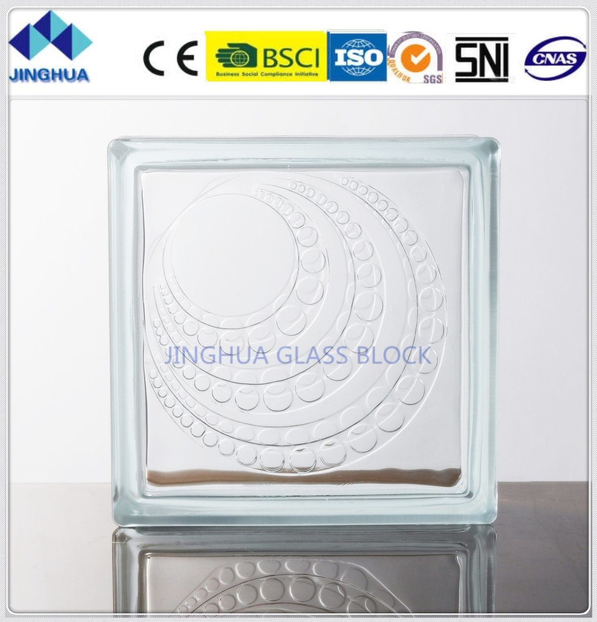 Jinghua High Quality New Moon Clear Glass Brick/Block