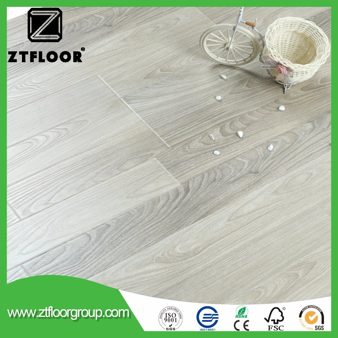 Decoration Material Waterproof Embossment Laminated Flooring Tile with Unilin Click