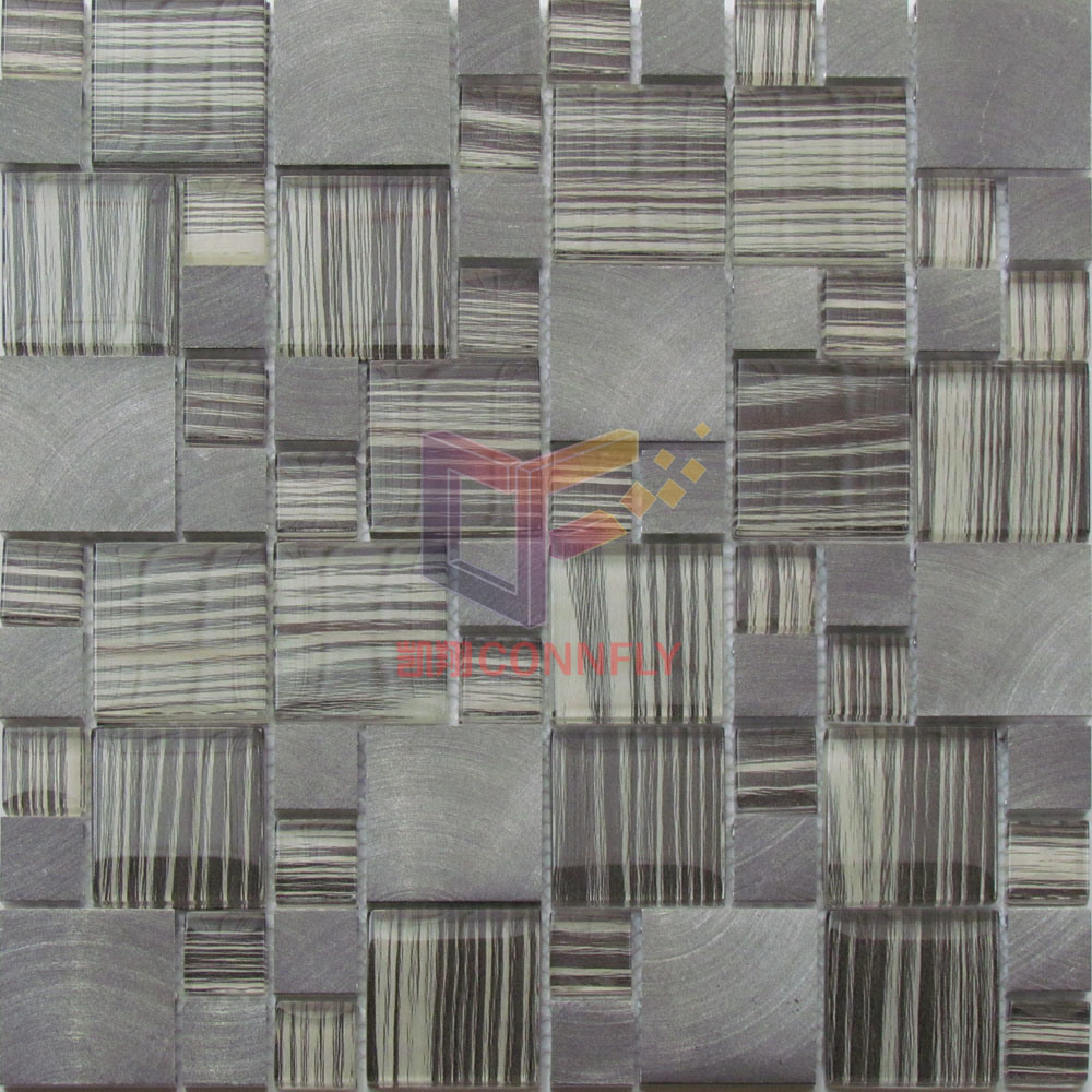 Grey Color Modern Style Glass and Aluminium Made Decoration Mosaic (CFC643)