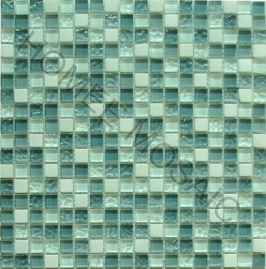 Glass Mix Stone Mosaic Bathroom Tile