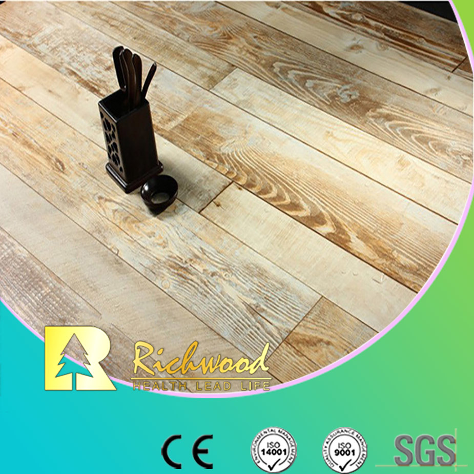 Commercial 12.3mm AC4 Embossed Teak Waxe3d Edged Laminate Floor
