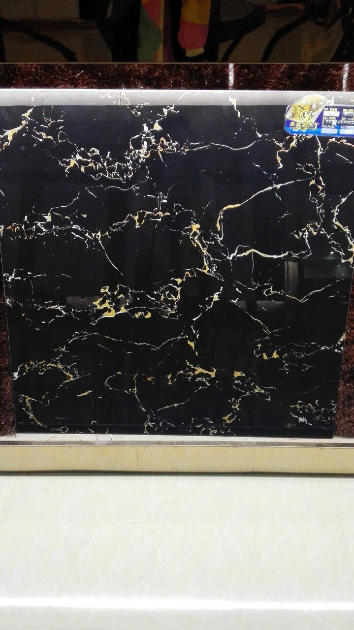 Building Material Dark Color Marble Copy Glazed Porcelain Floor Tile (600X600mm 800mmx800mm)