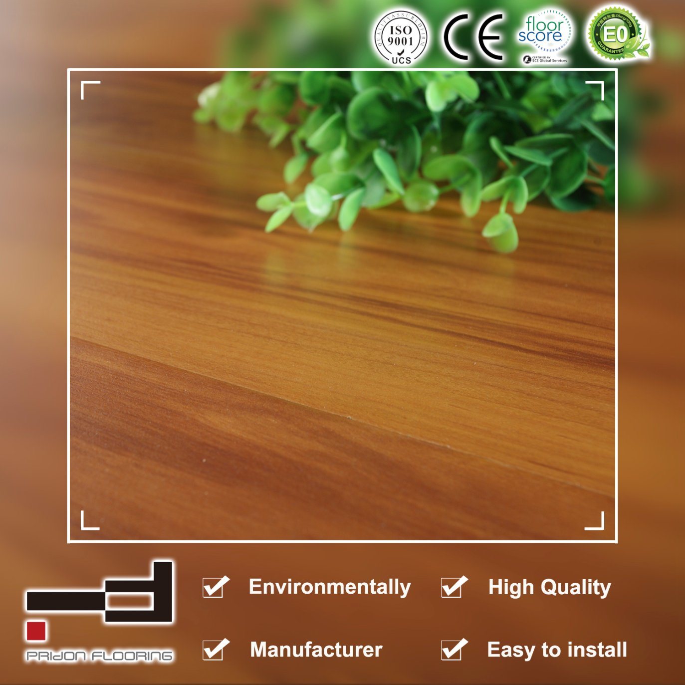 8mm Red Beech 3 Strips Waxed Eco-HDF Laminate Flooring