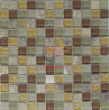 Light Emperador Marble and Flower Pattern Crystal Mixed Kitchen Used Mosaic Tile (CS048)