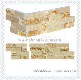 Golden Beige Marble Slate Culture Stone for External Wall