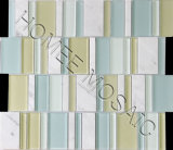 Rectangle Glass Stone Blend Mosaic Tile Sheet for Wall Tile Deco