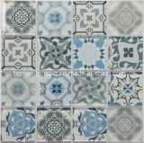 Square Pewter Decorated Tiles Sheet Size 298X298mm Qatar Glass for Home Decoration Kitchen Mosaic
