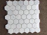 White Glass Mosaic Tile for Kitchen and Golden Select Mosaic Wall Tile Hexagon Tile