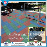 Indoor Square Recycled Rubber Tile, Playground Wearing-Resistant Tile
