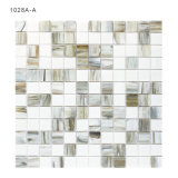 Interior Bathroom Wall White and Greay Glass Mosaic Tile