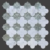 Marble Mix Glass Water Jet Mosaic Tile