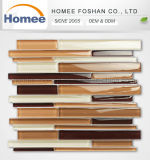 Hot Sale Glossy Strip Irregular Brown Glass Tile for Wall/Backsplash