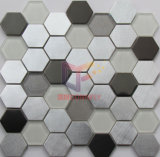 Metal Design Special Shape Glass Mix Aluminium Mosaic Tile (CFM972)